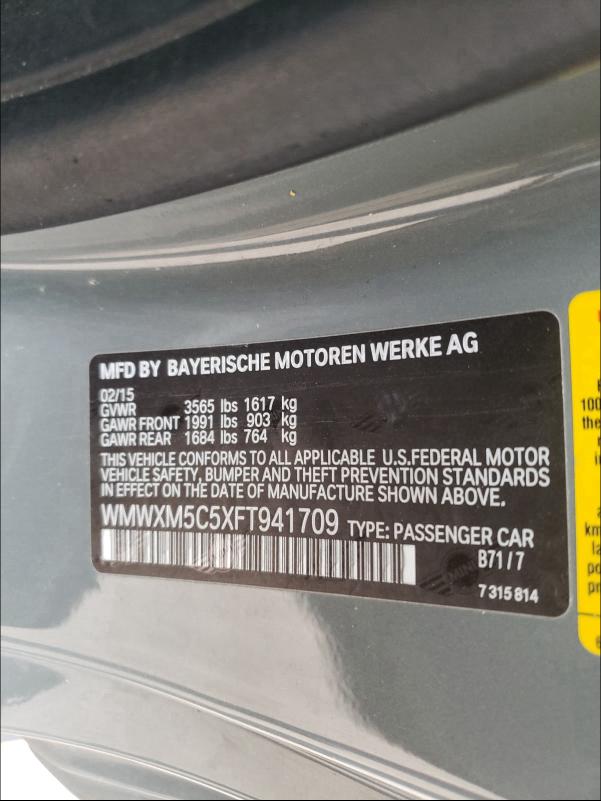 2015 MINI COOPER WMWXM5C5XFT941709