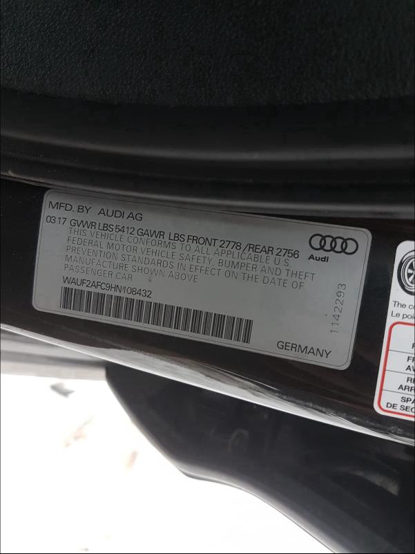 2017 AUDI A6 PREMIUM WAUF2AFC9HN108432
