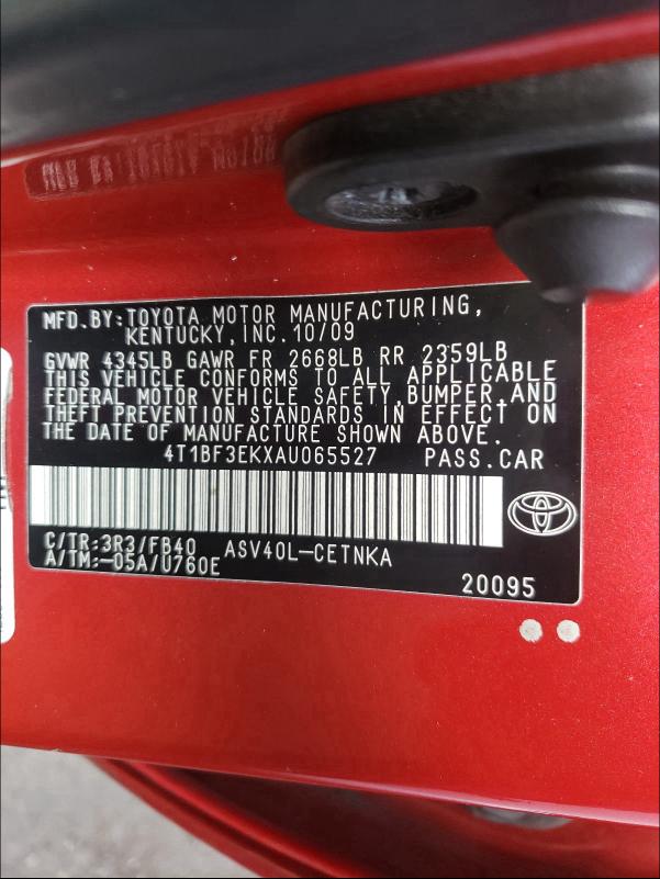 2010 TOYOTA CAMRY BASE 4T1BF3EKXAU065527