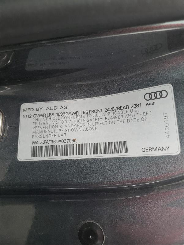 2013 AUDI A5 PREMIUM WAUCFAFR6DA037056