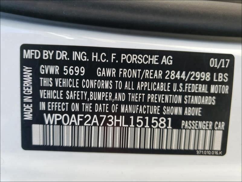 2017 PORSCHE PANAMERA T WP0AF2A73HL151581