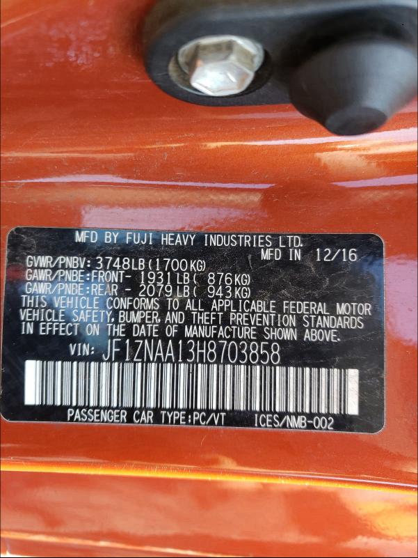 2017 TOYOTA 86 BASE JF1ZNAA13H8703858