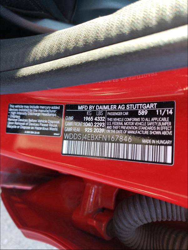 2015 MERCEDES-BENZ CLA 250 - WDDSJ4EBXFN167846