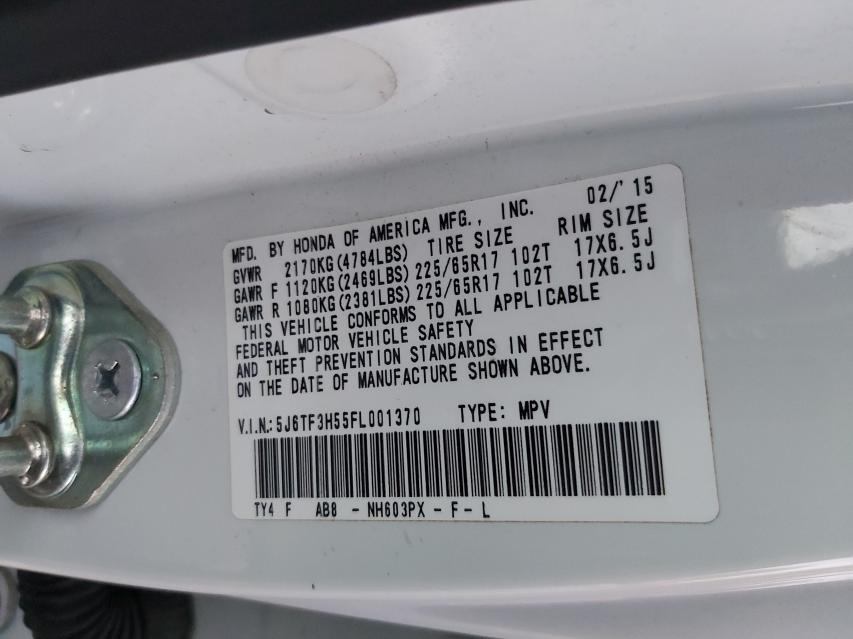 2015 HONDA CROSSTOUR 5J6TF3H55FL001370
