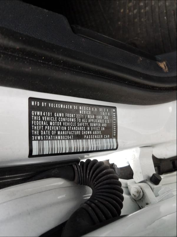 2017 VOLKSWAGEN BEETLE S/S 3VW517AT1HM802647