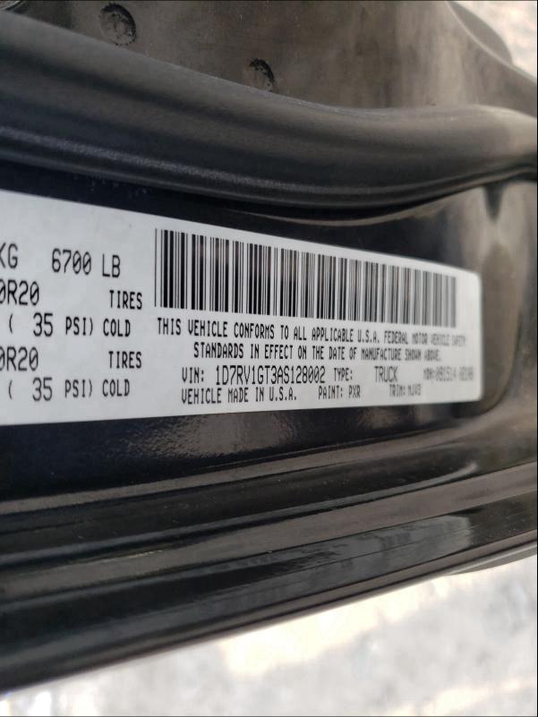 2010 DODGE RAM 1D7RV1GT3AS128002