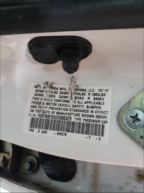 2013 HONDA CIVIC NATU 19XFB5F5XDE000329