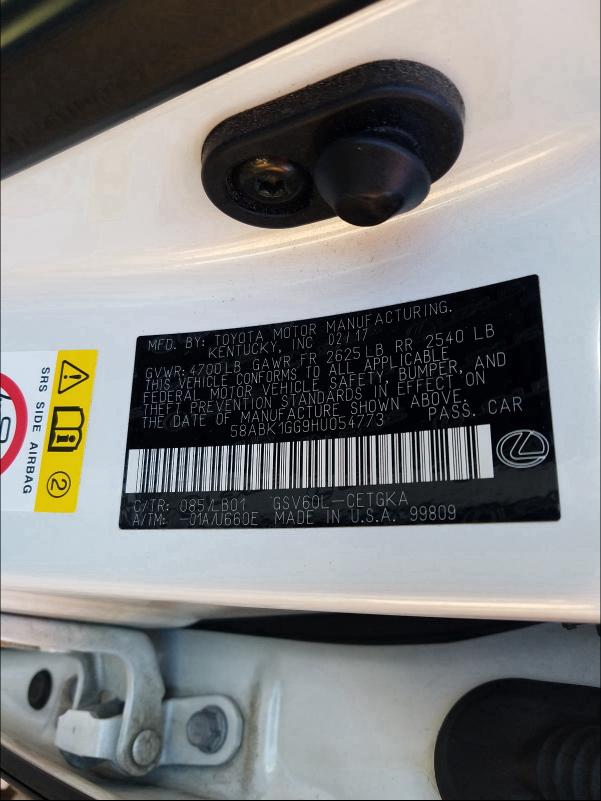 2017 LEXUS ES 350 58ABK1GG9HU054773