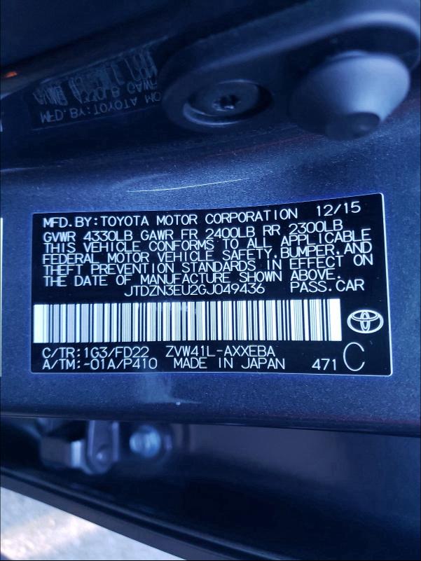 2016 TOYOTA PRIUS V JTDZN3EU2GJ049436
