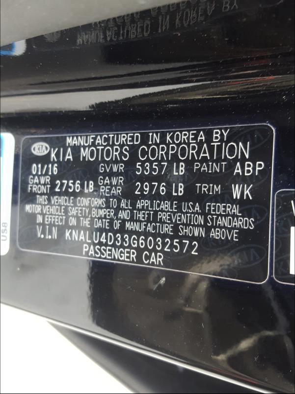 2016 KIA K900 KNALU4D33G6032572