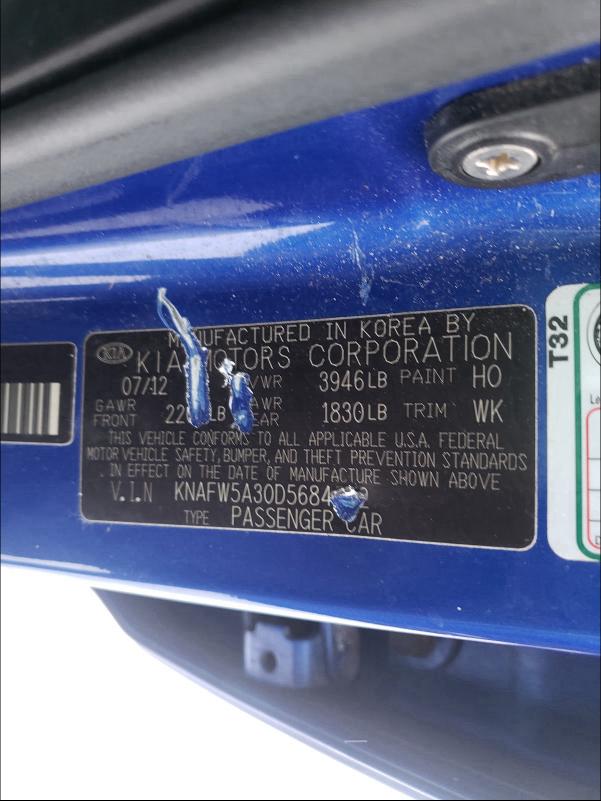 2013 KIA FORTE SX KNAFW5A30D5684522
