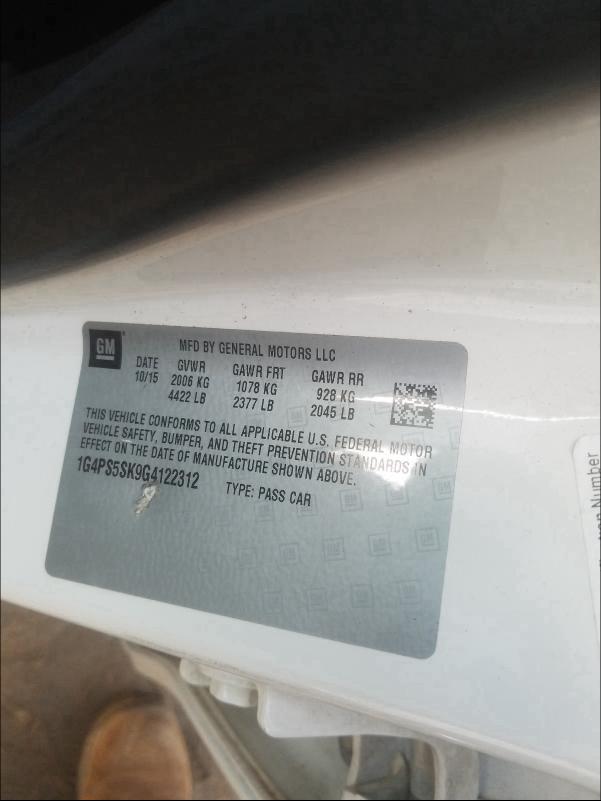 2016 BUICK VERANO 1G4PS5SK9G4122312