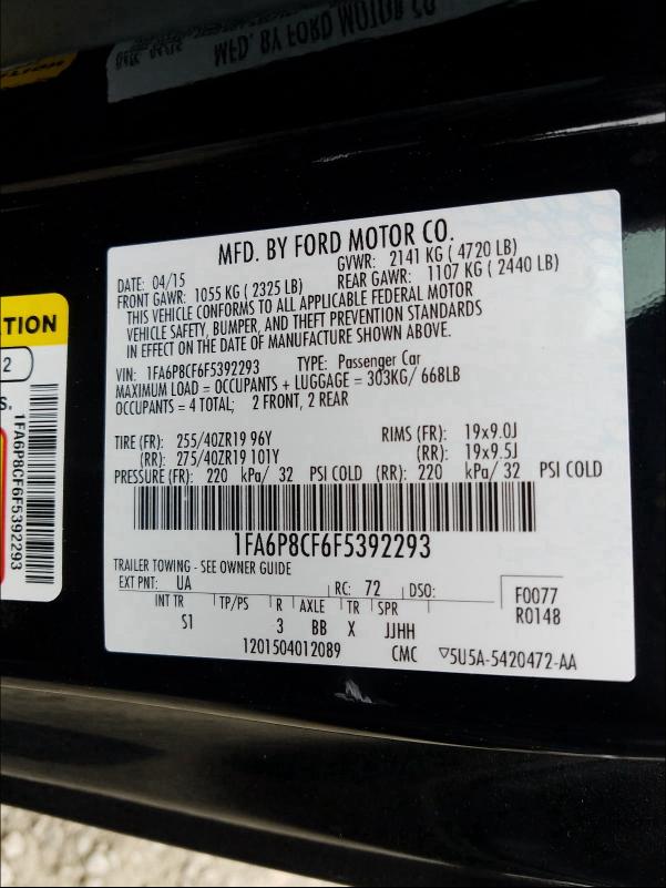 2015 FORD MUSTANG GT - 1FA6P8CF6F5392293