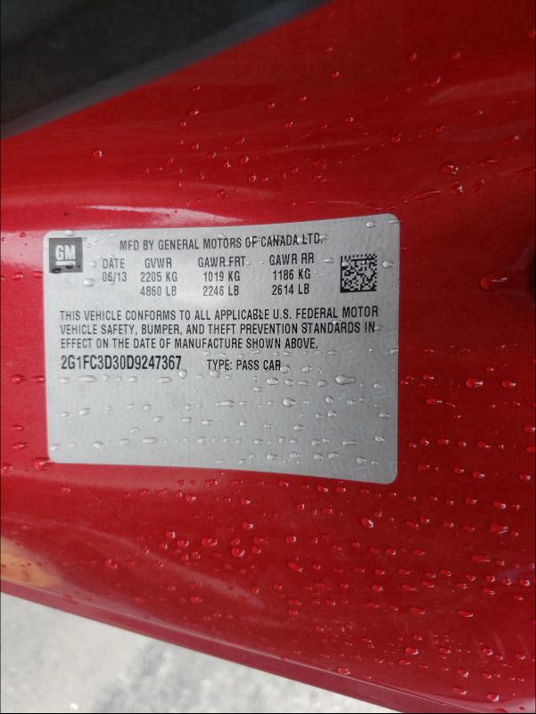 2013 CHEVROLET CAMARO 2G1FC3D30D9247367