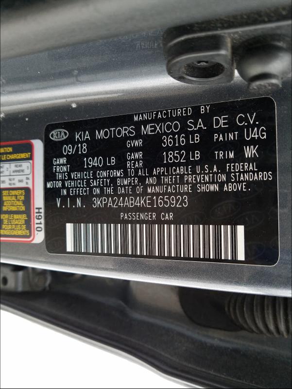 2019 KIA RIO S 3KPA24AB4KE165923