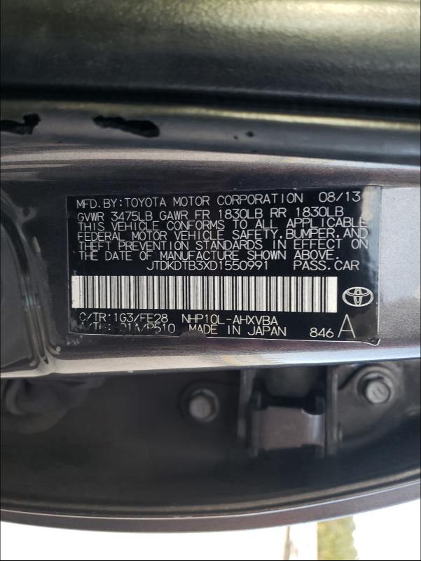 2013 TOYOTA PRIUS C JTDKDTB3XD1550991