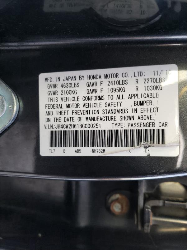 2011 ACURA TSX JH4CW2H61BC000251