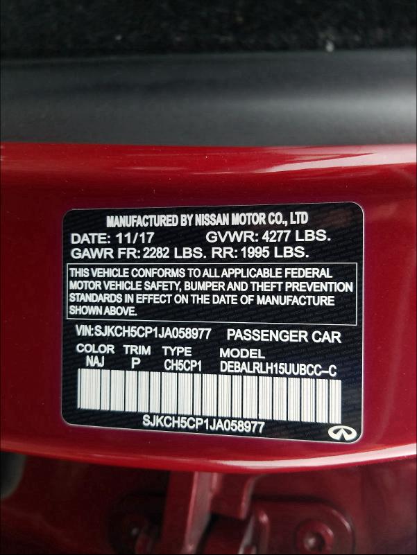 2018 INFINITI QX30 BASE SJKCH5CP1JA058977