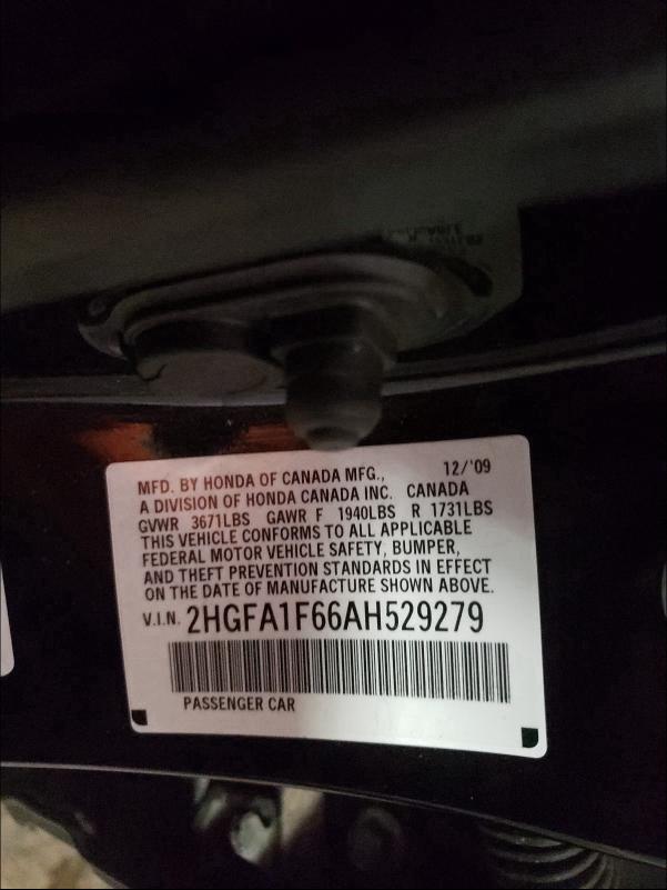 2010 HONDA CIVIC LX-S 2HGFA1F66AH529279