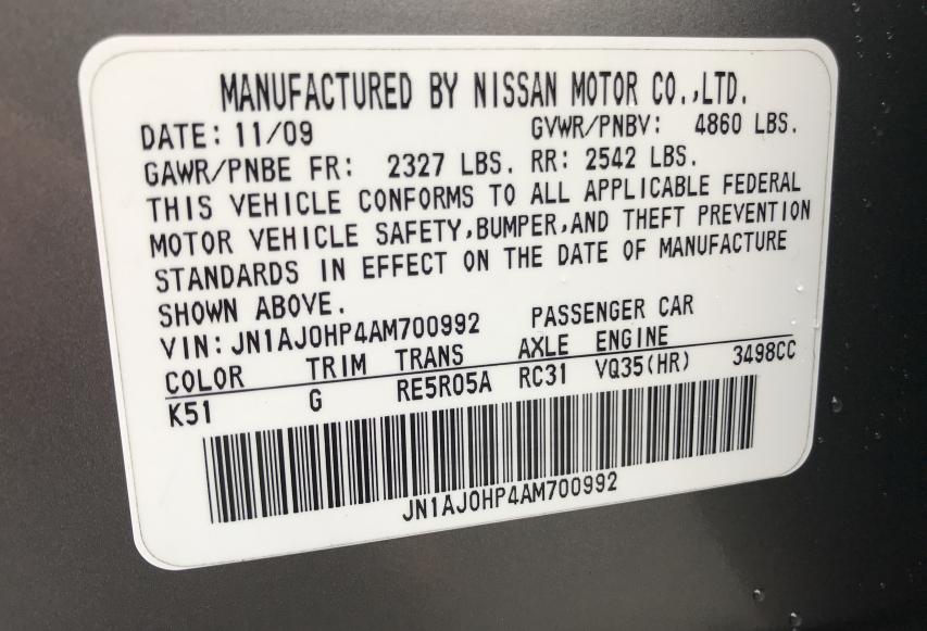 2010 INFINITI EX35 BASE - JN1AJ0HP4AM700992