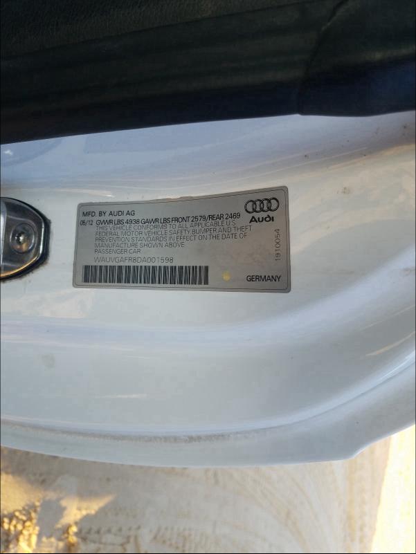 2013 AUDI S5 PRESTIG WAUVGAFR8DA001598