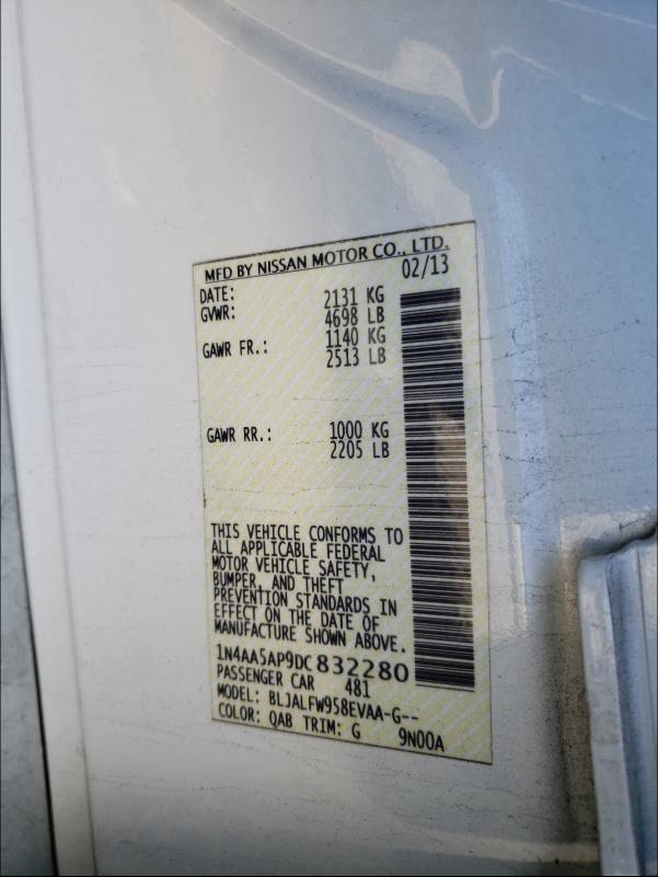 2013 NISSAN MAXIMA S - 1N4AA5AP9DC832280