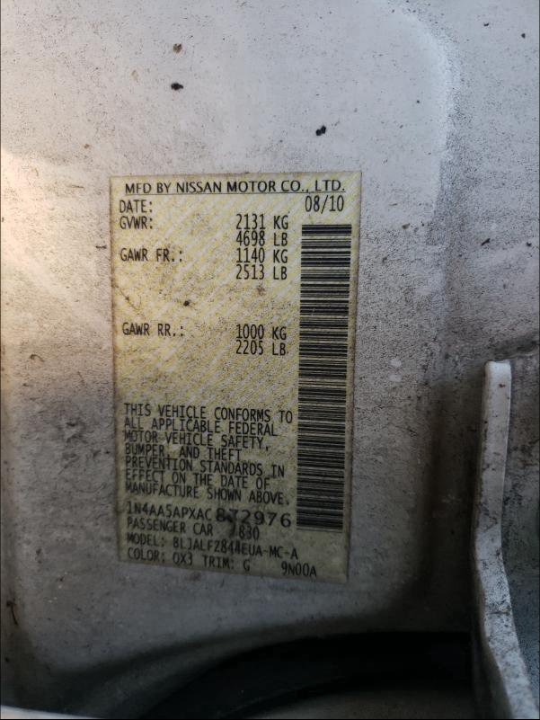 2010 NISSAN MAXIMA 1N4AA5APXAC872976