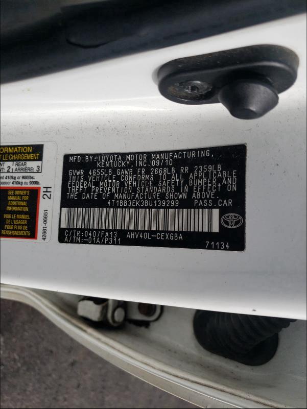 2011 TOYOTA CAMRY 4T1BB3EK3BU139299