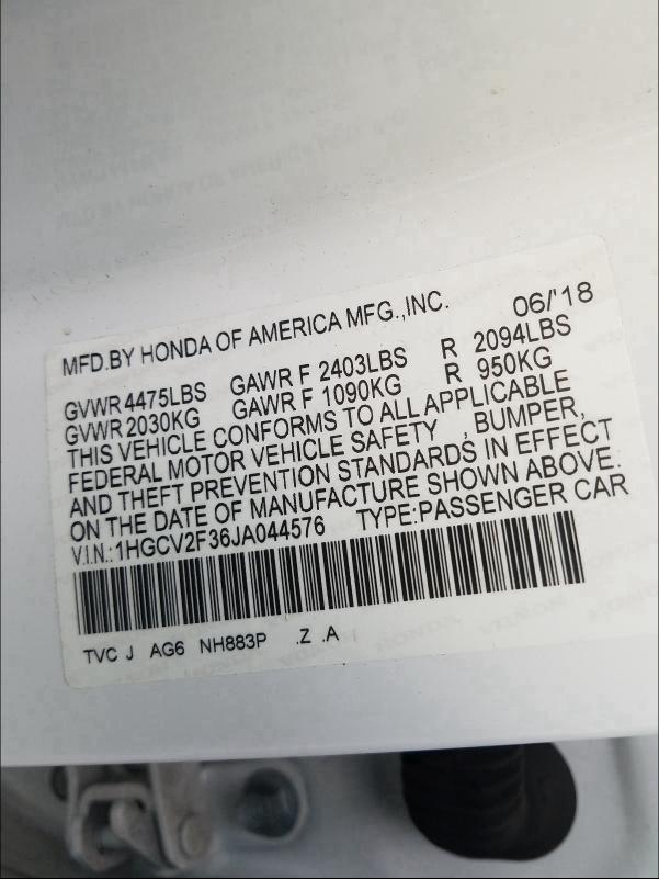 2018 HONDA ACCORD SPO - 1HGCV2F36JA044576