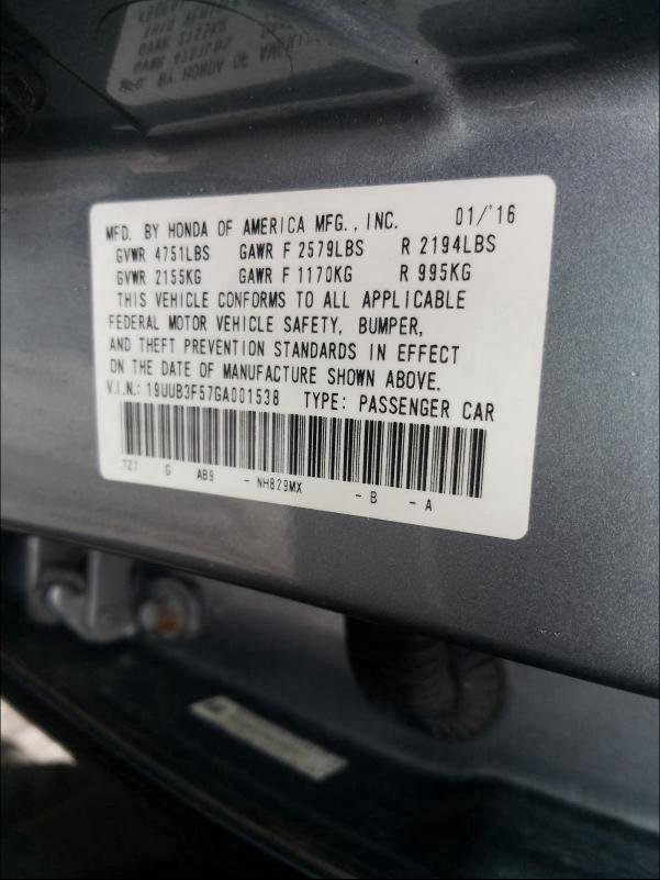 2016 ACURA TLX TECH 19UUB3F57GA001538