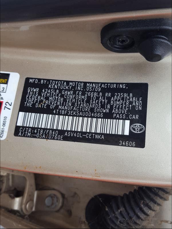2010 TOYOTA CAMRY BASE - 4T1BF3EK5AU004666