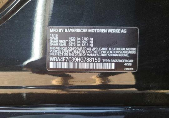 2017 BMW 430I GRAN WBA4F7C39HG788159
