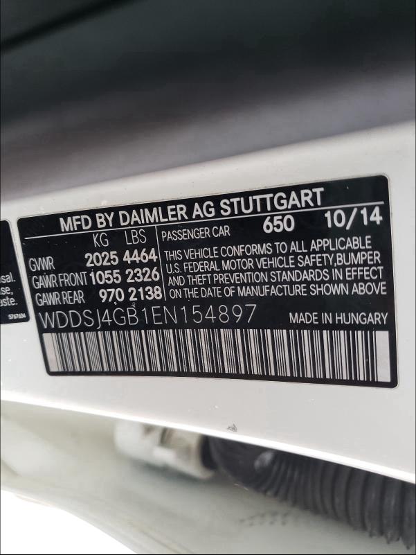 2014 MERCEDES-BENZ CLA 250 4M WDDSJ4GB1EN154897