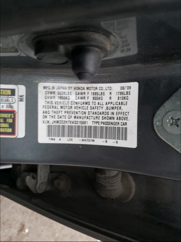 2010 HONDA INSIGHT EX JHMZE2H7XAS015681