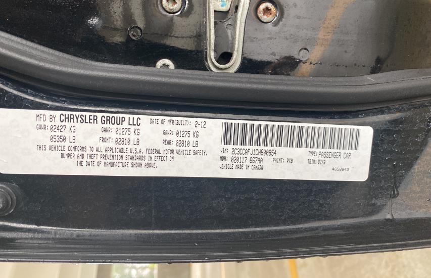 2012 CHRYSLER 300 SRT-8 2C3CCAFJ1CH800854