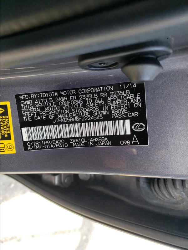 2015 LEXUS CT 200 JTHKD5BH8F2224545