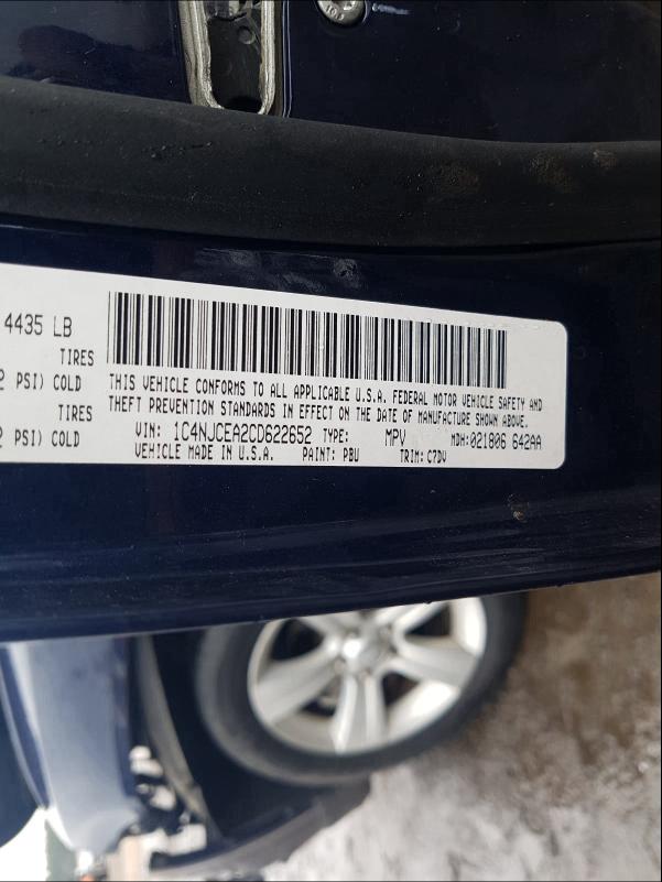 2012 JEEP COMPASS LA 1C4NJCEA2CD622652