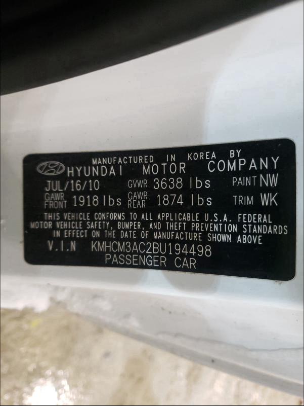 2011 HYUNDAI ACCENT GL KMHCM3AC2BU194498
