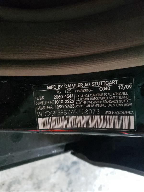 2010 MERCEDES-BENZ 180D WDDGF5EB7AR108073