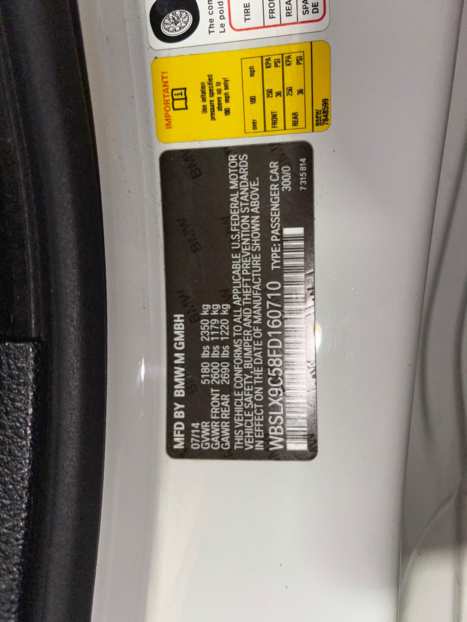 2015 BMW M6 WBSLX9C58FD160710