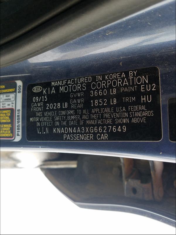 2016 KIA RIO EX KNADN4A3XG6627649