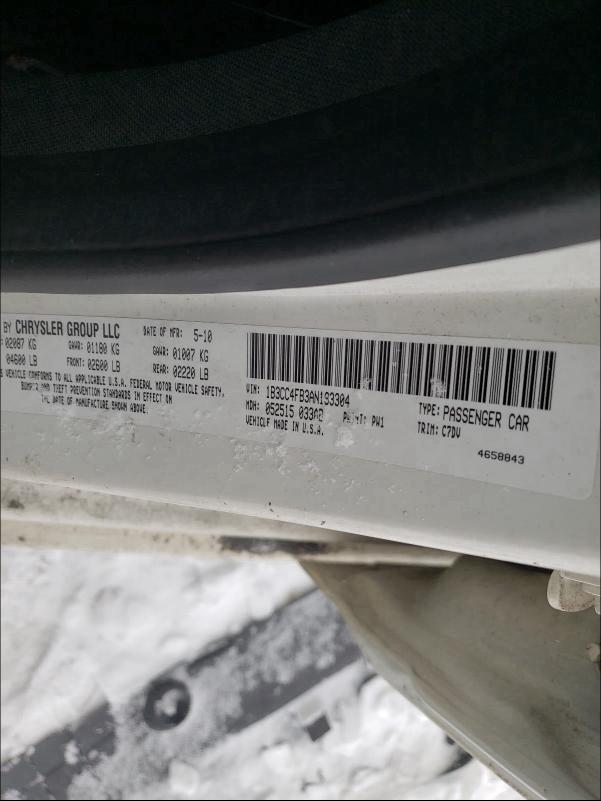 2010 DODGE AVENGER SX 1B3CC4FB3AN193304