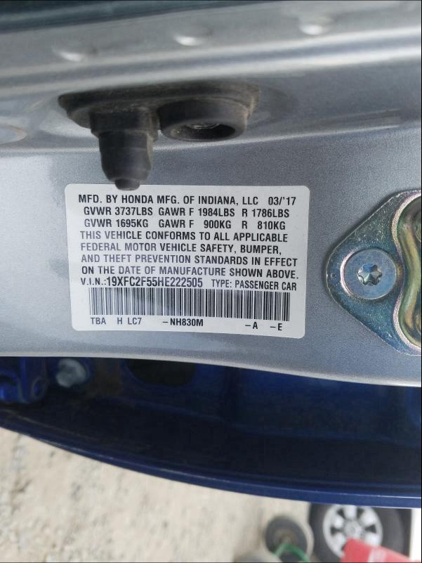 2017 HONDA CIVIC LX - 19XFC2F55HE222505