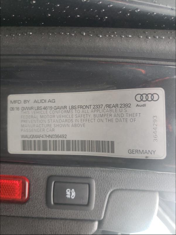 2017 AUDI A4 ULTRA P WAUGMAF47HN036492