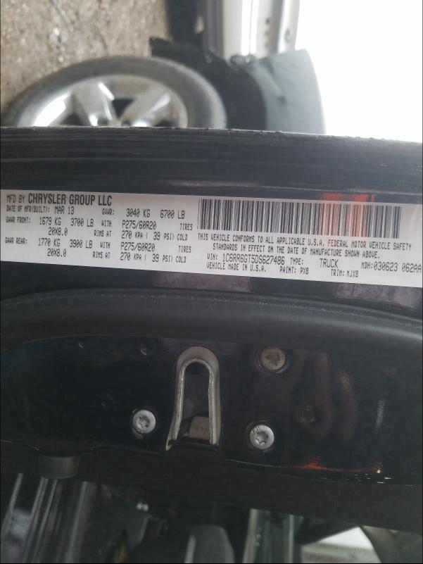 2013 RAM 1500 SLT 1C6RR6GT5DS627486