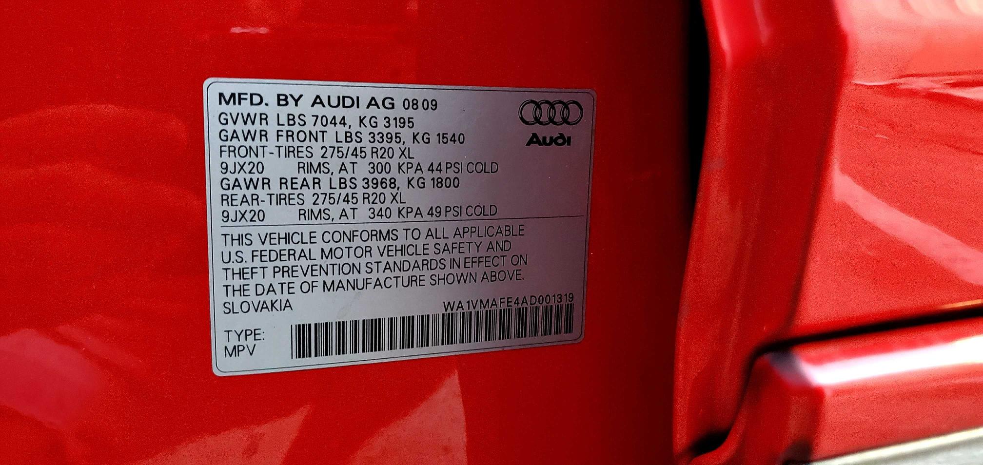 2010 AUDI Q7 PRESTIG WA1VMAFE4AD001319