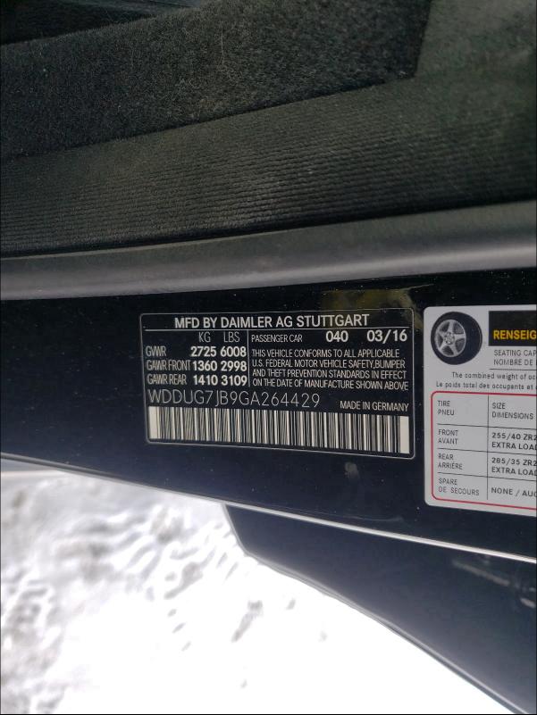 2016 MERCEDES-BENZ S 63 AMG WDDUG7JB9GA264429