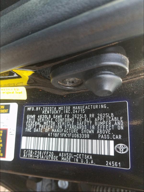 2015 TOYOTA CAMRY LE - 4T1BF1FK1FU063398