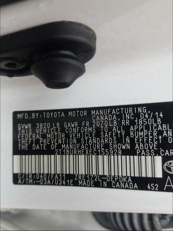 2014 TOYOTA COROLLA L - 2T1BURHEXEC155928