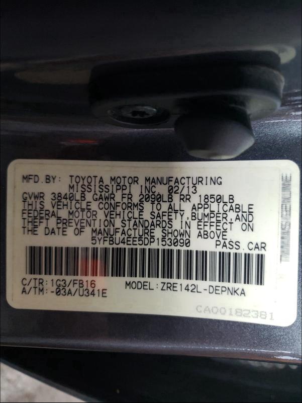 2013 TOYOTA COROLLA BA - 5YFBU4EE5DP153090